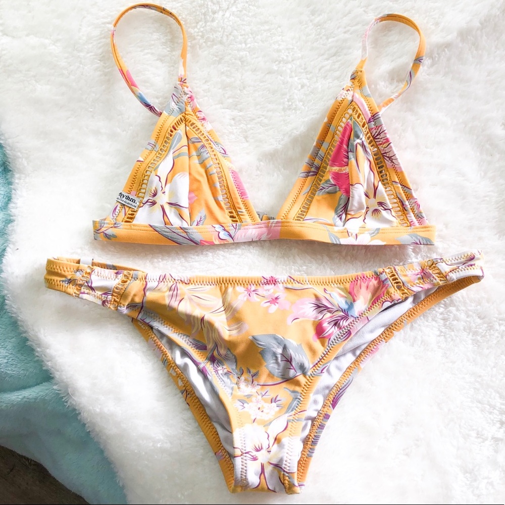 Summer Rhythm yellow cheeky bikini set
